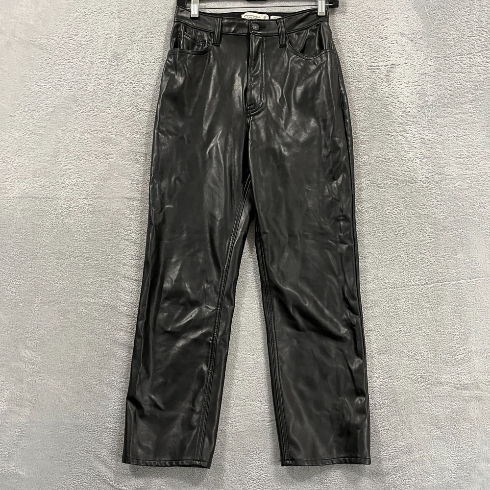 Abercrombie & Fitch Pants Womens 26/2 Straight Ultra High Rise Vegan Leather